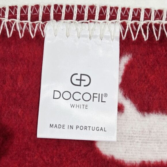 Docofil Reversible Ivory Red Snowflakes Throw Blanket 51x67 Made in Portugal - Picture 3 of 15